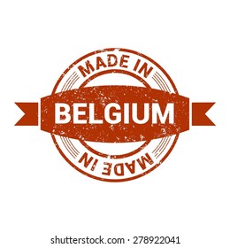 Made in Belgium - Round red grunge rubber stamp design isolated on white background. vector illustration vintage texture.