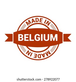 Made in Belgium - Round red rubber stamp design isolated on white background. vector illustration vintage texture.