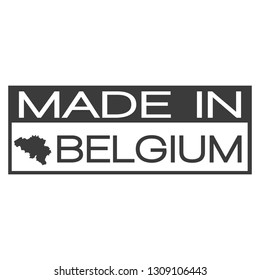 Made In Belgium. Stamp Rectagle Map. Logo Icon Symbol. Design Certificated. 