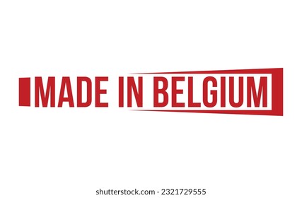 Made in Belgium stempelt rote Gummistempel auf weißem Hintergrund. Hergestellt in Belgien Stempelzeichen. In Belgien hergestellte Briefmarke.