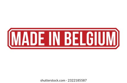 Made in Belgium stempelt rote Gummistempel auf weißem Hintergrund. Hergestellt in Belgien Stempelzeichen. In Belgien hergestellte Briefmarke.