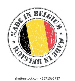 Made in Belgium stamp scratched flag badge logo vector illustration