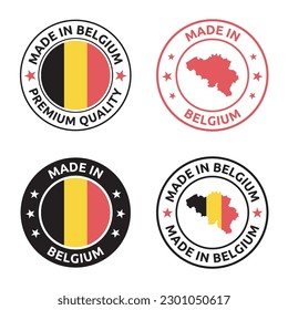 made in Belgium stamp set, Belgian product label