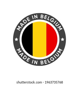 Made in Belgium stamp sticker design