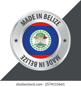 Made in Belize badge logo flag sticker 3d vector illustration isolated on white