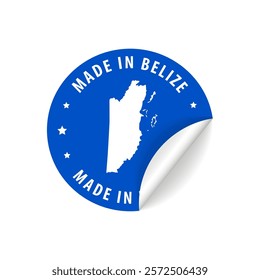 Made in Belize - Country Map Sticker. Best Quality. Original Product. Vector illustration.