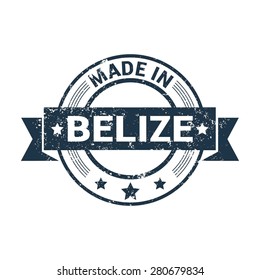 Made in Belize - Round blue grunge rubber stamp design isolated on white background. vector illustration vintage texture. Vector illustration