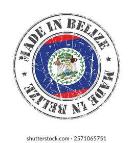 Made in Belize stamp scratched flag badge logo vector illustration