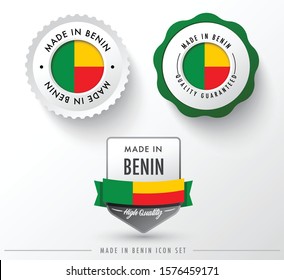 Made in Benin icon set isolated on white background ,for infographics and banner templates : Vector Illustration