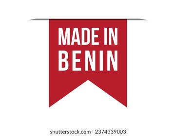 hergestellt auf Benin-roter Vektorbanner-Illustration einzeln auf weißem Hintergrund