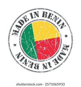 Made in Benin stamp scratched flag badge logo vector illustration