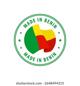 Made in Benin stamp, sticker. Vector illustration.