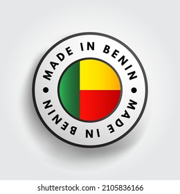Made in Benin text emblem badge, concept background