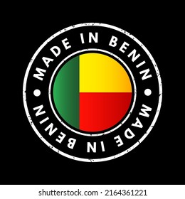 Made in Benin text emblem stamp, concept background