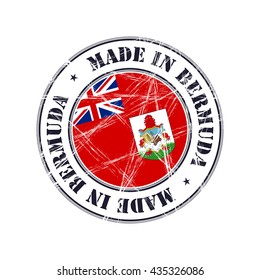 Made in Bermuda grunge rubber stamp with flag