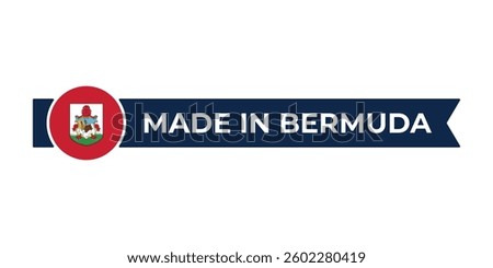 Made in Bermuda label with Bermuda flag colors. High-quality certification badge for Bermuda products, branding, and manufacturing authenticity