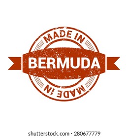 Made in Bermuda - Round red grunge rubber stamp design isolated on white background. vector illustration vintage texture. Vector illustration