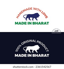 "Made in Bharat", 100% original pproduct, Stamp, icon,Emblem, logo, stamp, badge, sticker, label, new illustration, make in India, made in India,  abstraction, flat vector, isolated new illustration.