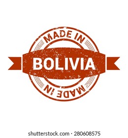 Made in Bolivia - Round red grunge rubber stamp design isolated on white background. vector illustration vintage texture.