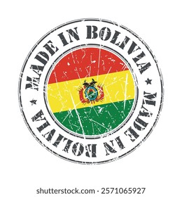 Made in Bolivia stamp scratched flag badge logo vector illustration