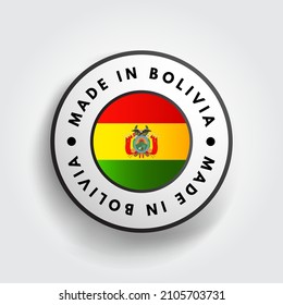 Made in Bolivia text emblem badge, concept background