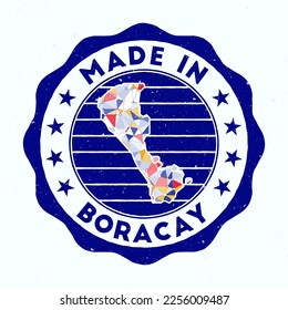 Made In Boracay. Island round stamp. Seal of Boracay with border shape. Vintage badge with circular text and stars. Vector illustration. - Shutterstock ID 2256009487
