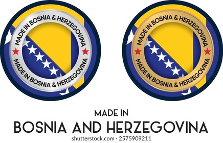 Made in Bosnia and Herzegovina. Premium labels, stickers, pointer, badge and symbol of Bosnia and Herzegovina flag icon. Collection vector illustration