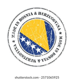 Made in Bosnia and Herzegovina stamp scratched flag badge logo vector illustration