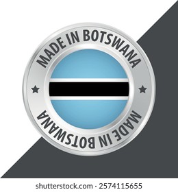 Made in Botswana badge logo flag sticker 3d vector illustration isolated on white