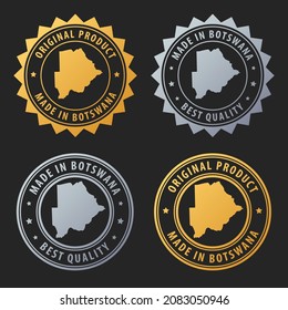 Made in Botswana - gold and silver stamp set. Best quality. Original product. Vector illustration