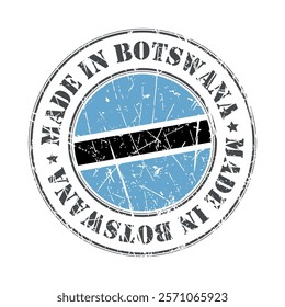 Made in Botswana stamp scratched flag badge logo vector illustration