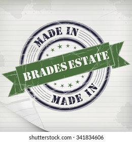 Made in Brades Estate vector rubber stamp on grunge paper