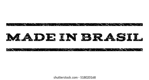 Made In Brasil watermark stamp. Text tag between horizontal parallel lines with grunge design style. Rubber seal stamp with dirty texture. Vector black color ink imprint on a white background.