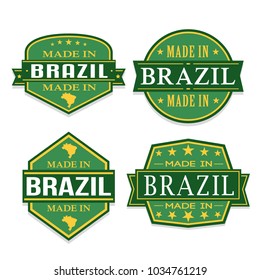 Made In Brazil Approved Quality Seal Stamp Green Design Vector Art Badge.