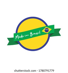 made in brazil banner with flag and ribbon vector illustration design