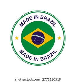 Made in Brazil Circle Stamp with Flag Template Design