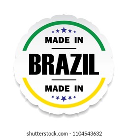 Made in Brazil flag button label  banner icon Sticker Thai design, on white background.vector