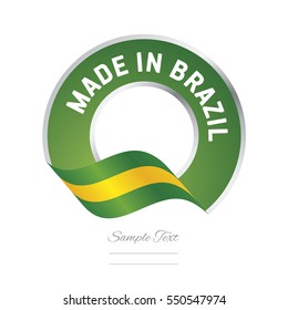 Made in Brazil flag green color label button banner