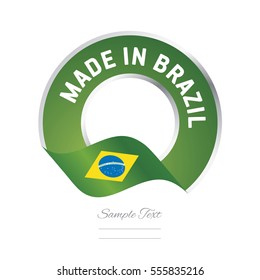 Made in Brazil flag green yellow color label button banner