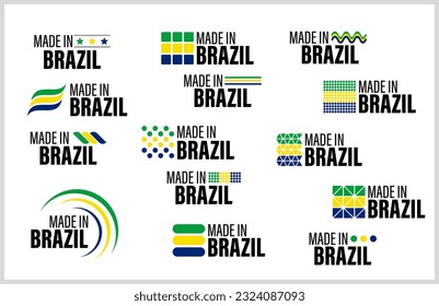 Hergestellt in Brasilien Grafik-und Label-Set. Element der Wirkung für die Verwendung, die Sie daraus machen wollen.