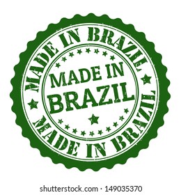 Made in brazil grunge rubber stamp on white, vector illustration