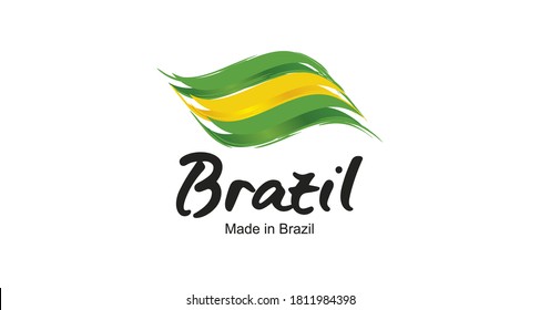 Made in Brazil handwritten flag ribbon typography lettering logo label banner