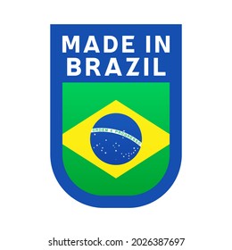 Made in brazil icon. national country flag Stamp sticker. Vector illustration Simple icon with flag