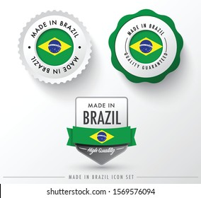 Made in Brazil icon set isolated on white background ,for infographics and banner templates : Vector Illustration