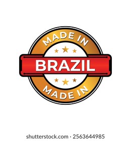 Made in Brazil label icon emblem isolated on white background. Vector quality logo emblem design element. Vector illustration