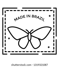 Made in brazil, quality stamp line icon 