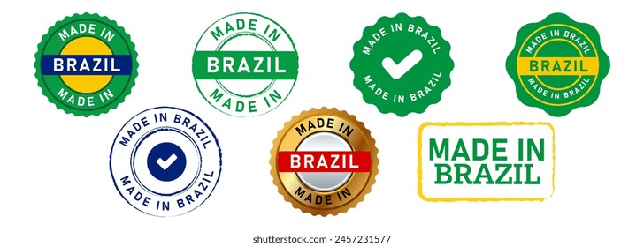 made in brazil rectangle circle stamp seal badge sign for logo country manufactured product