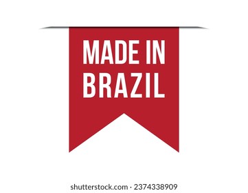 Fabricado en Brasil, ilustración de banner vectorial rojo aislado en fondo blanco