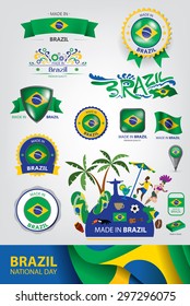 Made in Brazil Seal, Brazilian Flag, Carnival (Vector Art)