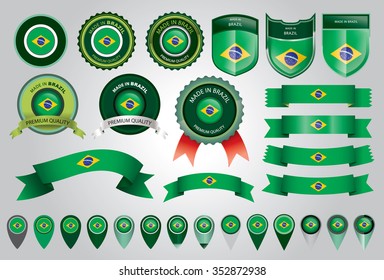 Made in Brazil Seal, Brazilian Flag (Vector Art)